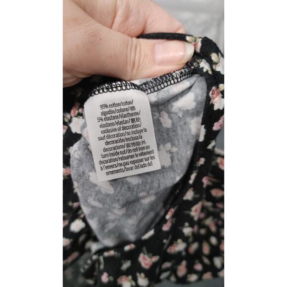 Victoria's Secret PINK Bodysuit Floral Thong Black Medium Y2K V-Neck - Picture 7 of 7